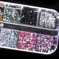 thumbnail image 4 of Fairnull 1200x Bling 2mm Mixed Color Nail Art Tips Acrylic Manicure Nail Stickers + Case, 4 of 6