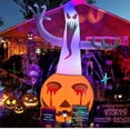 thumbnail image 4 of Decoraciones inflables de Halloween para exteriores, calabaza Jack-O-Lantern y fantasmas, decoración inflable de patio LED para jardín, césped, fiesta, 4 of 5