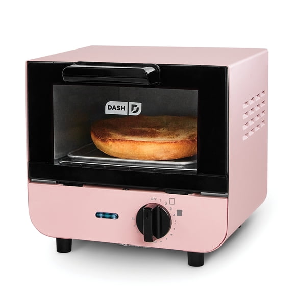 Dash Mini Toaster Oven for Bread, Bagels, Cookies, Pizza, Paninis & More with Baking Tray, Rack, Auto Shut Off Feature, Pink
