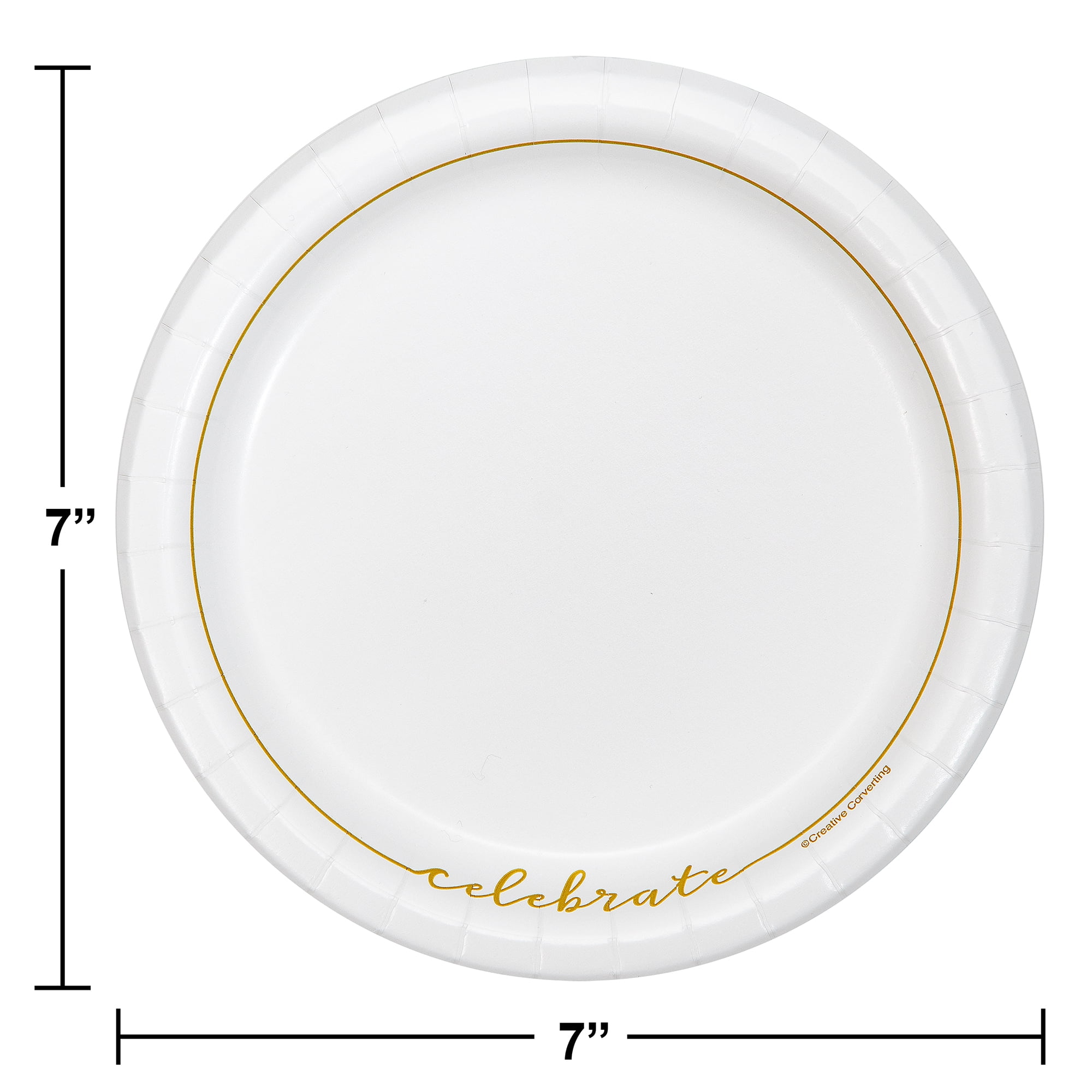 Celebrate Disposable Round Paper Plates, 6.87", Gold/White, 10 Count, by Way To Celebrate