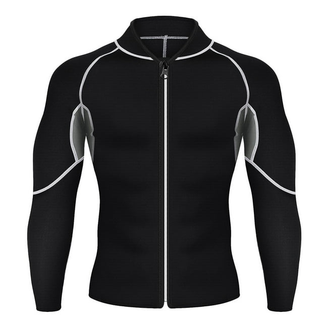 Traje de sauna de neopreno para hombre - Manga larga y cremallera, entrenador de cintura cómodo SG Sharpla Chaqueta deportiva para hombre