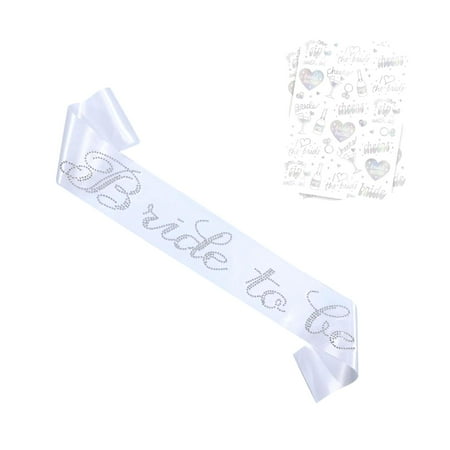 Hyjoy Bride To Be Sash Bachelorette Kit for Women, Bridal Shower Stickers, Silver Iridescent Party Decorations for Bridal Celebrations