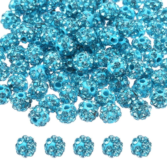 100pcs 6mm Rhinestone Beads for Jewelry Making, Sparkle Diamond Clay Bead for Necklace Bracelet Christmas, Blue