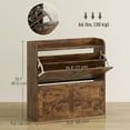 thumbnail image 3 of HOMCOM Armoire à Chaussures Étroite Armoire de Rangement pour Chaussures à 2 Tiroirs Basculants, Brun Rustique, 3 of 10