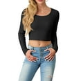 thumbnail image 4 of Cueply Womens Long Sleeve Shirts Spring Fall Fashion 2025 Basic Crop Tops Going Out Square Neck Tees Shirts Workout Outfits Y2k Clothes, 4 of 6