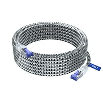 Cat7 Ethernet Cable 25ft (White) - Braided High-Speed Network LAN Cables for Gaming, Streaming, Router, Modem, PC, PS5, Xbox - Durable & Tangle-Free Design