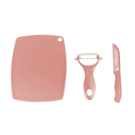 

QYZEU Woven Plate Chargers Japanese Home Gadgets Ceramic Set With Fruit Vegetable Peeler Mini Cutting Board Colorful Kitchen Tools 3Pcs
