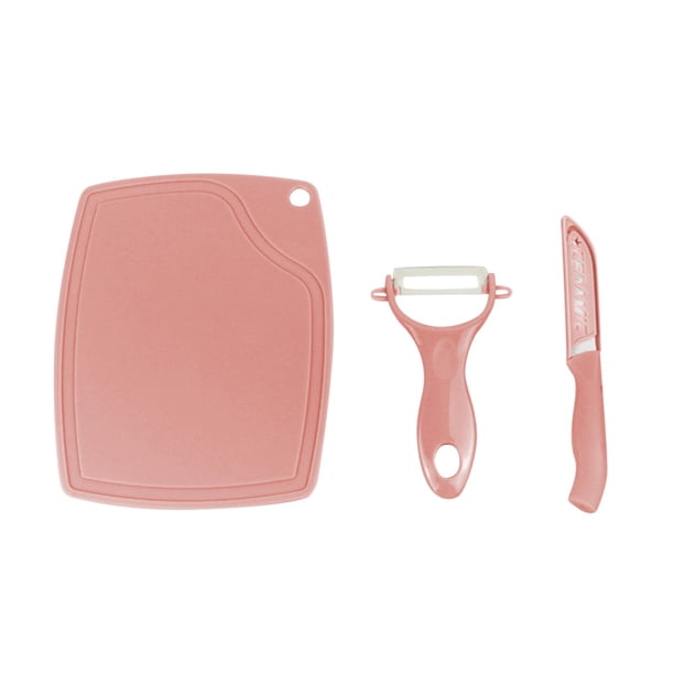 Juego de cerámica con pelador de frutas y verduras, mini tabla de cortar, utensilios de cocina de colores, 3 piezas