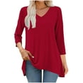 thumbnail image 2 of Mlzmgr Women Blouses 3/4 Sleeve V Neck Loose Comfy Cotton Breathable Womens Tops Fall Fashion S-2XL, 2 of 7