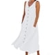 thumbnail image 1 of Vestido Corto de Manga Larga para las Mujeres Color Sólido Cuello Tripulación Vestido de Manga Corta, Bolsillo Rodilla Longitud Vestido de Verano para las Mujeres, 1 of 7