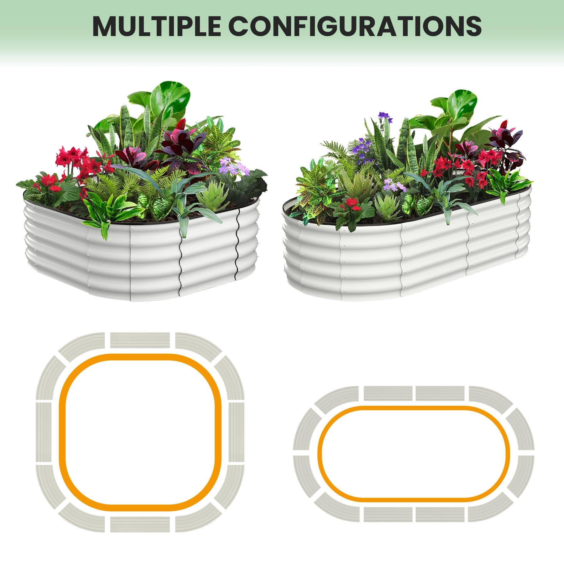 Raised Garden Bed Set of 2, Galvanized Raised Garden Bed, Outdoor Large Planter Raised Beds Open Base with Safety Edge and Glove for Vegetables Flowers Ground Planter