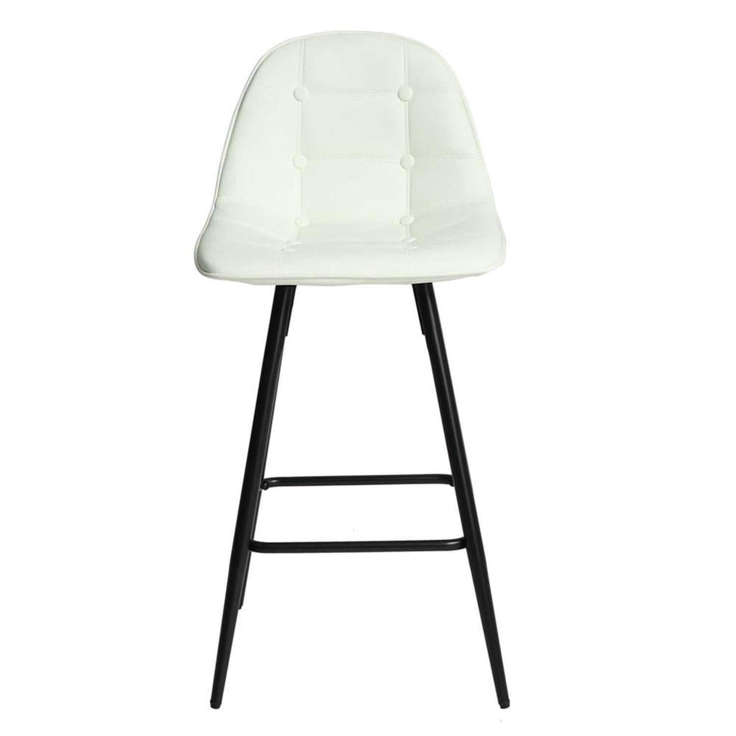 Demi Bonn 37" Counter Height Bar Stools Set of 2, Modern Barstools with Back, Kitchen Island Countertop Chairs for Dining Room, White