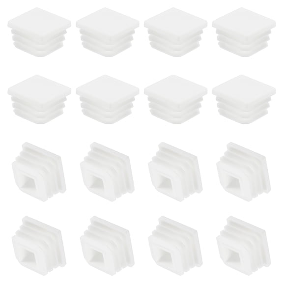 Uxcell Square Plastic Plug, 16 Pcs 1 Inch/25mm Tubing Insert End Caps, White
