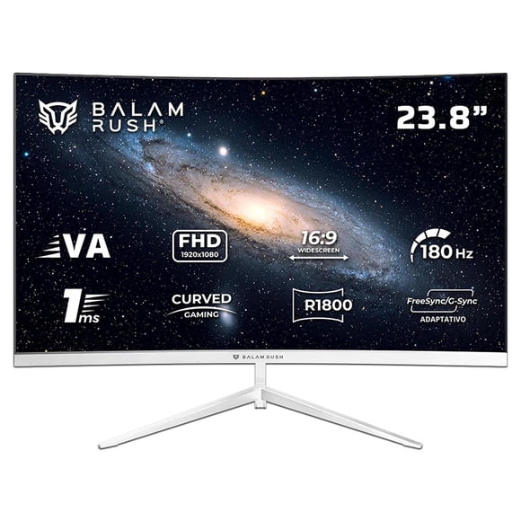 Monitor Balam Rush BR-943048 Andromeda MAG24Y, 23.8″, Full HD, Panel VA, HDMI, DP, VESA 100 mm, Color Blanco.