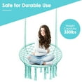 thumbnail image 4 of Costway Hanging Hammock Chair Macrame Swing Handwoven Cotton Backrest Garden Turquoise, 4 of 12