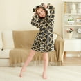 thumbnail image 4 of FORMRS Niños Bathrobe Unisex Hooded Robe Soft Plush Pajamas Sleepwear, Size 10-12T, Black Geometric, 4 of 7