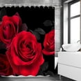 thumbnail image 3 of Red Shower Curtain for Bathroom Rose Shower Curtain Black and Red Shower Curtains Red Rose Shower Curtain with Hooks Black Floral Flower Decorative Pretty Valentine Gift, 72" W x 72" H, 3 of 6