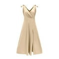 thumbnail image 5 of PALACLOTH Women Deep V-neck Split Drawstring Spaghetti Strap Elegant Party Dress, 5 of 6