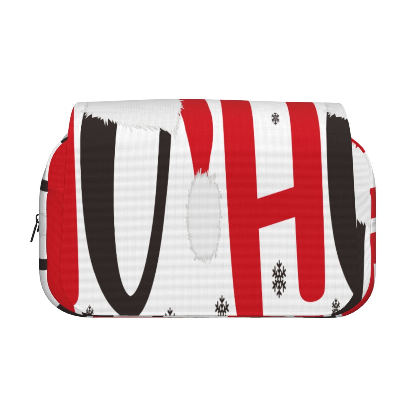 Rateoe HOHOHO Christmas Pattern Double Clamshell Pen Case, Storage Organizer with Two Zipper Compartments– Holds Up to 50 Pencils & Pens