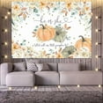 thumbnail image 5 of Greenery Pumpkin Theme Gender Reveal Beautiful Backdrop He or She Autumn Fall Baby Shower Background Eucalyptus Leaves Boy or Girl Party Decorations Cake Table Banner, 5 of 5