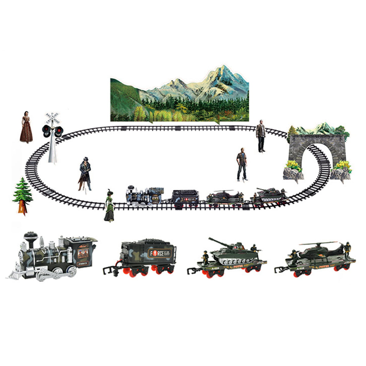 Electric Steam RC Track Train Set Simulation Model Toy for Children Rechargeable Remote Control Toy Set Birthday Christmas New Year Gift for boy