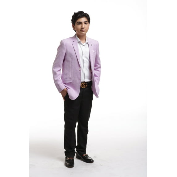 Elie Balleh Purple Solid Melange Boys's Blazers Sports Coat Jacket