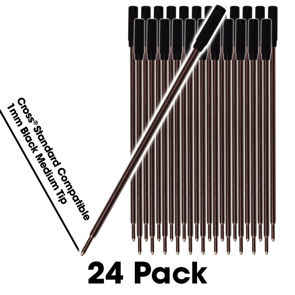 Jaymo 24 Black Cross Compatible Ballpoint Pen Refills. Smooth