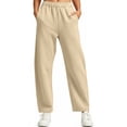thumbnail image 5 of FAHUOMU Women's Fleece Lined Barrel Leg Joggers High Waist Stretchy Wide Leg Casual Athletic Winter Bottoms Solid Color Soft Warm Comfortable Trousers, 5 of 9