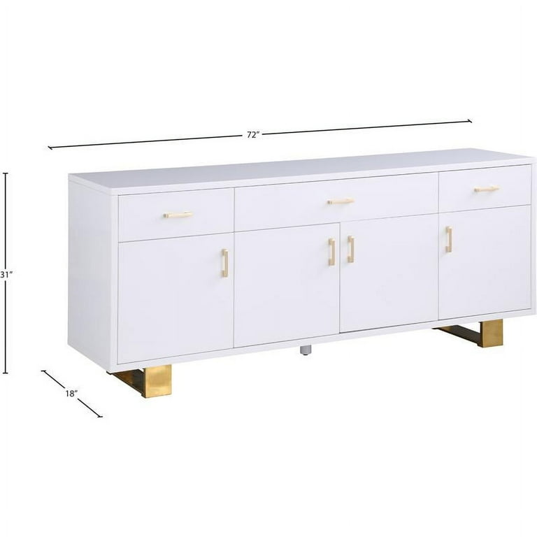 Meridian Furniture Excel Sideboard/Buffet - White & Gold Meridian Furniture Excel Sideboard/Buffet - White & Gold