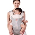 thumbnail image 1 of - Portabebés para recién nacidos a niños pequeños con asiento de cadera, portabebés delantero y trasero con capucha para la cabeza, 3 almohadillas para orejas de dentición, bolsa de, 1 of 5