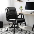 thumbnail image 2 of CRXX Office Desk Chair Executive Computer Ergonomic PU Leather Mid-Back Gaming Chair with Wheels Adjustable Flip-up Armrest Swivel for Home, Bedroom, Study (Black), 2 of 7