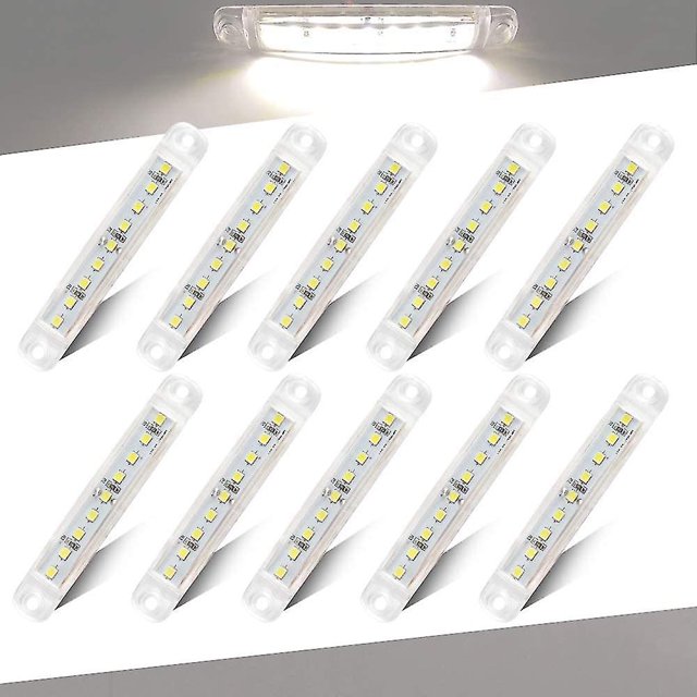 10 luces de posición laterales blancas de 9 LED para remolque, luces de gálibo de 3,9", luces de advertencia para remolque de vehículo, 12-24 V