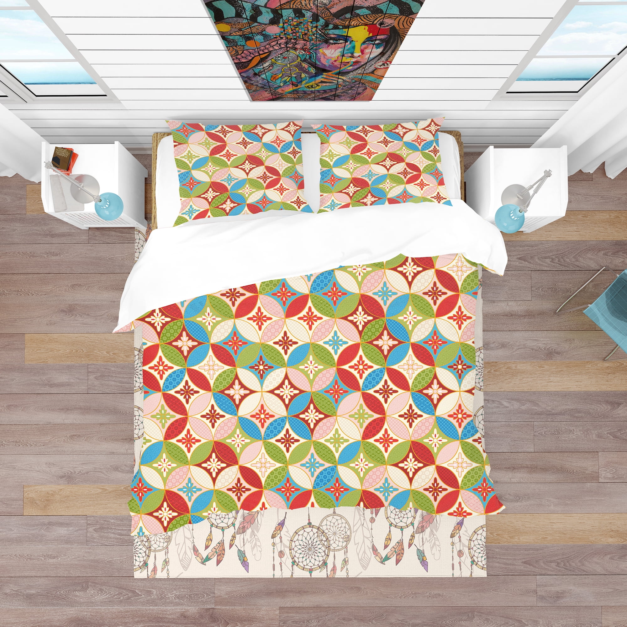 Designart 'Circles Japanese Texture' Bohemian & Eclectic Duvet Cover Set