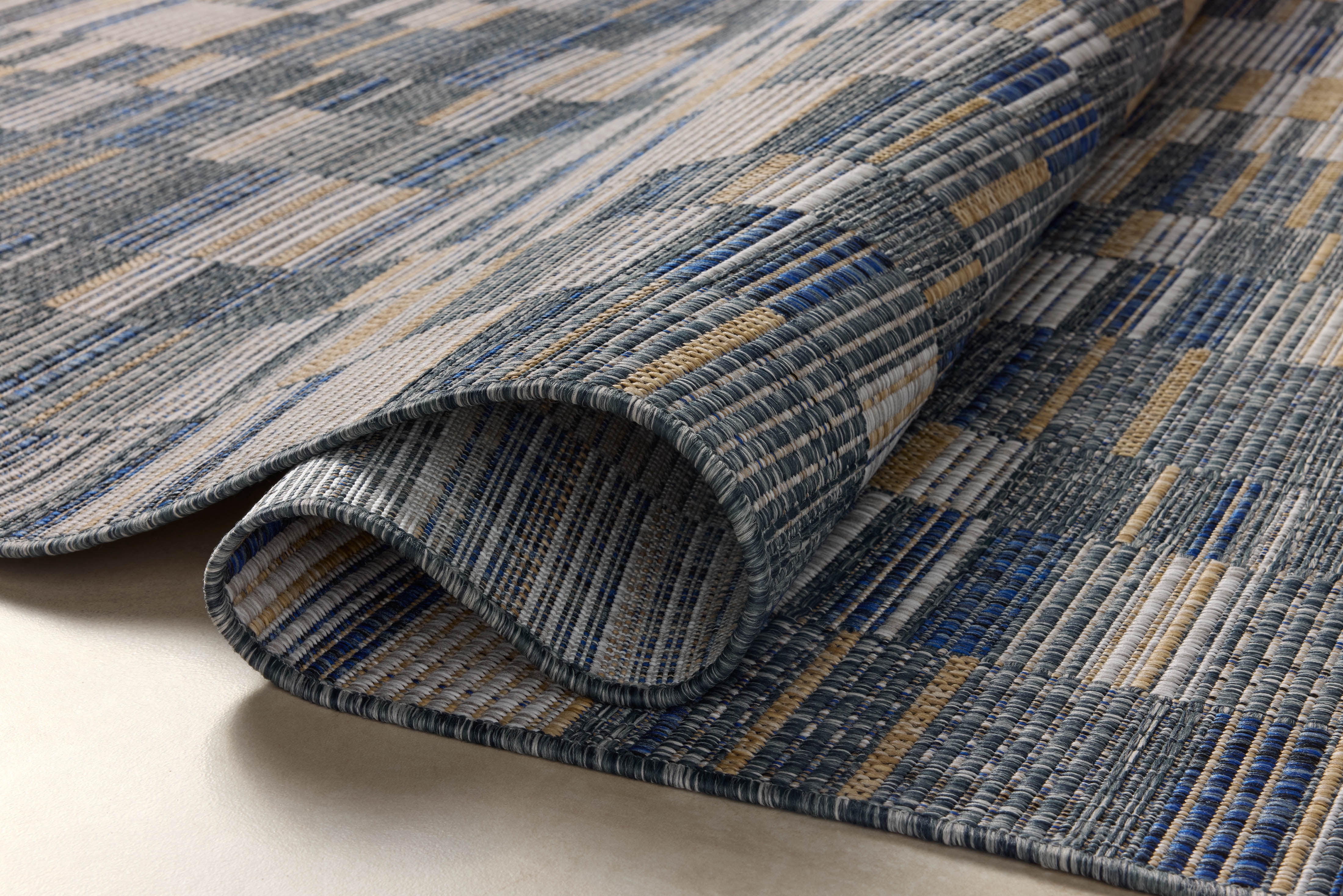 Loloi Birch Denim / Gold 6'-7" x 9'-4" Indoor/Outdoor Area Rug