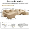thumbnail image 2 of 153'' Oversized Boneless Couch, U-Shaped Modular Sectional Sofa, Upholstered Corduroy Sofa, Double Chaise Lounge, 4 Pillows, 6-Seater Deep Cloud Couches for Living Room, Apartment, Camel, 2 of 9