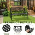 thumbnail image 5 of 50" heavy-duty garden bench,600lbs wrought iron welcome patio bench with pvc back and, outdoor bench with armrests for porch, 5 of 7