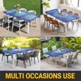 thumbnail image 5 of Boho Flowers Table Cloths for 5 Foot Rectangle Tables, Blue Floral Bohemian Vintage Country Patio Waterproof Elastic Fitted Tablecloths, Washable Rectangular Table Cover for Camping, 5 of 8