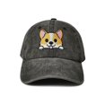 thumbnail image 1 of Gorra de béisbol negra desgastada bordada Hepandy con diseño de corgi, 1 of 7