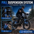 thumbnail image 6 of 750W Electric Mountain Bike for Adults, 1500W Peak Motor, 20 MPH 20" x 4" Fat Tire E-Bike, 48V 18Ah Removable Battery, Up to 45 Miles, Full Suspension, 7-Speed, 2-Seater, UL2849 Certified, 6 of 10
