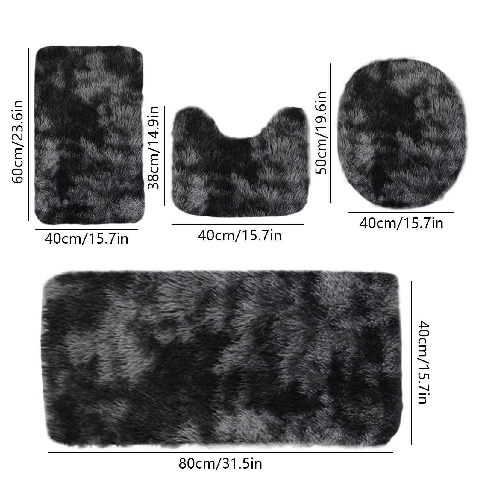 BVXEEP Bath Mat, Bathroom Rug, Mixed Colors Bath Mats 4 Set Bathroom Rugs for 4 Pcs Toilet Mats Universal Soft Comfortable Water Absorption Non-Slip Thick Machine Washable Easy Dry Dark Color