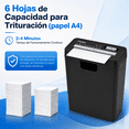 thumbnail image 2 of Trituradora de Papel SANGKEE, Corte Transversal, 6 Hojas, 10 L, P-2, para Hogar y Oficina, 2 of 7