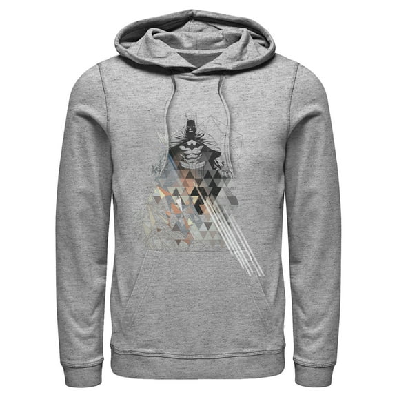 Men's Batman Shadow Figure Geometric  Pull Over Hoodie Athletic Heather 2X Large