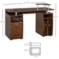 thumbnail image 3 of Bureau d'Ordinateur de Bureau, Table de Travail de Bureau avec Plateau pour Clavier, Brun Noyer, 3 of 8