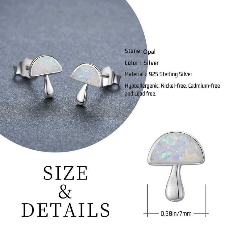 Sterling Silver Diamond Mushroom Studs, 2024 Natural Diamond Mushroom Studs, 925 Silver Mushroom Stud, Diamond Mushroom Stud Earrings for Women's