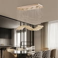 thumbnail image 3 of DENEST Modern Mirror Stainless Steel Electric Rectangular Crystal Raindrop Chandelier, 3 of 12