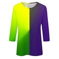 thumbnail image 5 of YUGYXL Mardi Gras 3/4 Sleeve Clothes for Women Novelty Color Block Lightweight Comfy Tshirts Casual Crew Neck Soft Tunic Blouse Theme Party Parade Shirts Sales, 5 of 5
