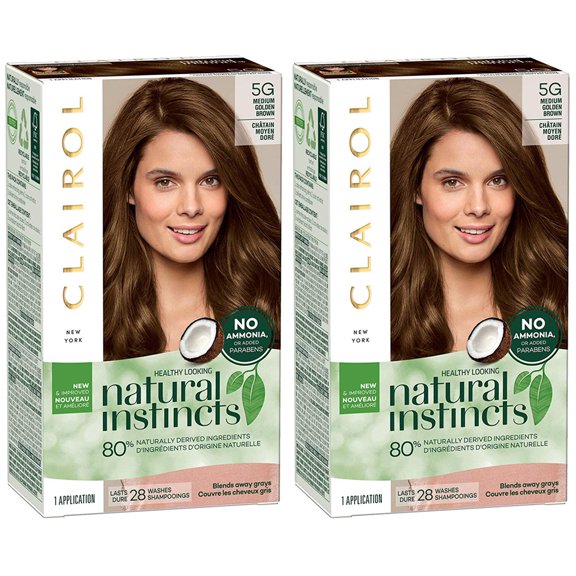 Pack of (2) Natural Instincts Clairol Non-Permanent Hair Color - 5G Medium Golden Brown - 1 Kit