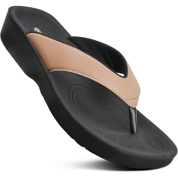 AEROTHOTIC Flip Flops for Women with Arch Support Plantar Fasciitis Orthopedic Cushioned Footbed Comfortable Non-Slip Sole with Padded Straps Dressy Casual Recovery Women Sandals