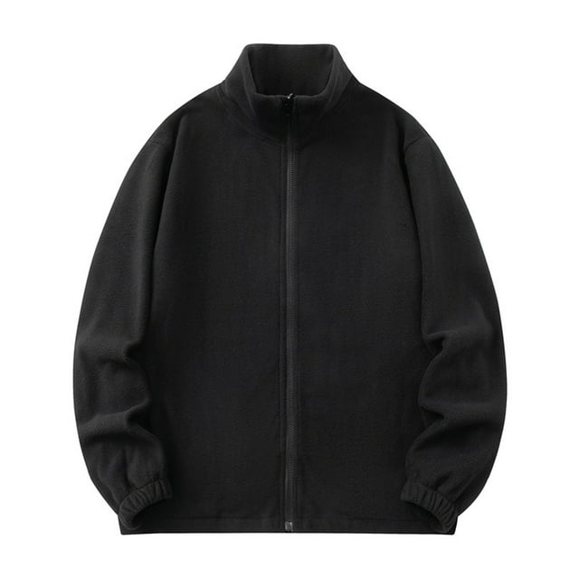 Pisexur Fleece Jacket Men Man Solid Color Fleece Inner Lap Fleece Pockets Zipper Coat Mens Winter Coats Warming Jacket