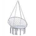 thumbnail image 1 of Costway Hanging Hammock Chair Macrame Swing Handwoven Cotton Backrest Garden Grey, 1 of 9